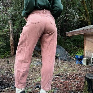 Zara taper leg high rise crop mom jeans earthy pink